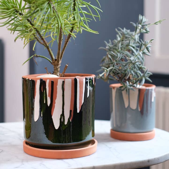 Casa Atlântica - Wholesale Plant Pot - Clay pot with white slip and green glaze5