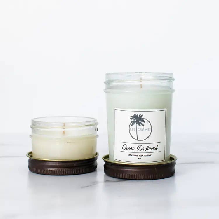 Funny Flames Candle Co - Les Creme – Großhandel Kerze im Glas / gefüllte Kerze – Ocean Driftwood Bio Kokosnuss-Wach5