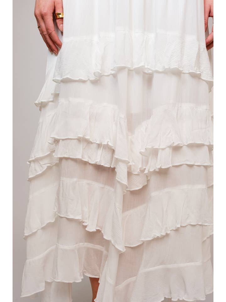 OFF WHITE 36690S - Rayon Crinkle Smocked Waist Maxi Dress for wholesale on Faire