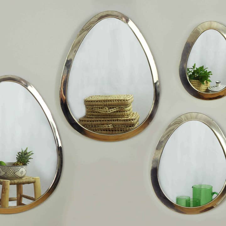 Artisan Stories – wholesale Wall mirror – Silver Brass Marrakech Egg Mirror