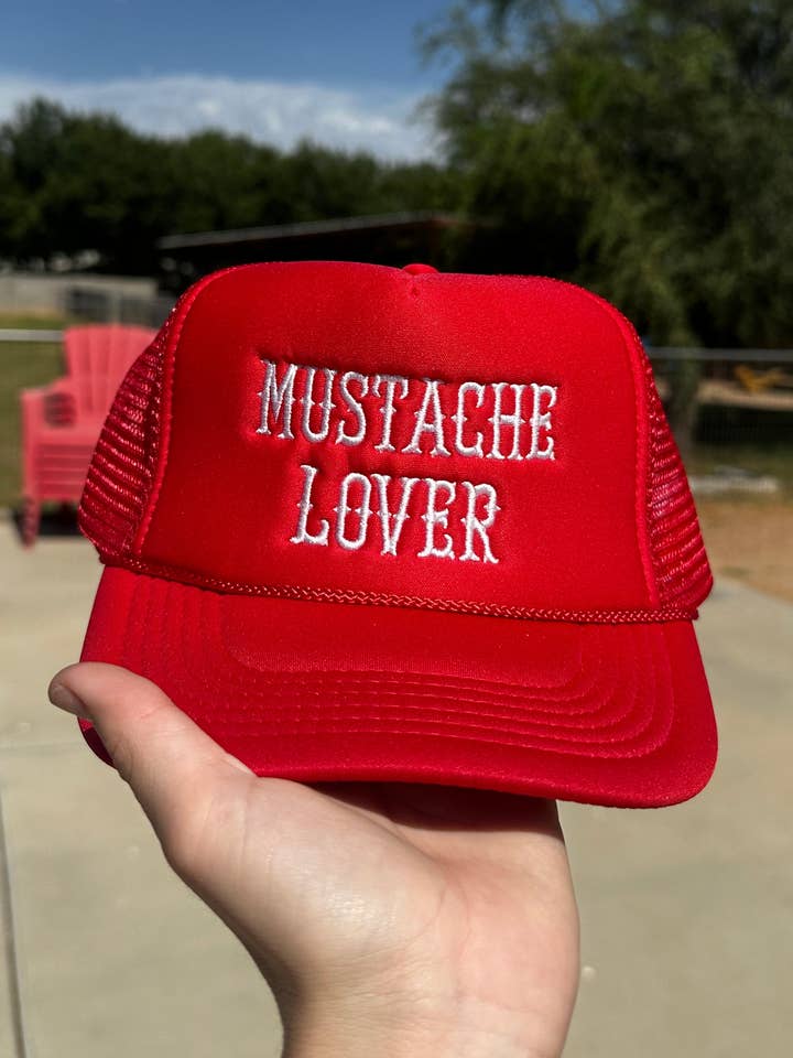 Mustache Lover embroidered hat for wholesale by Burnt By Bray LLC