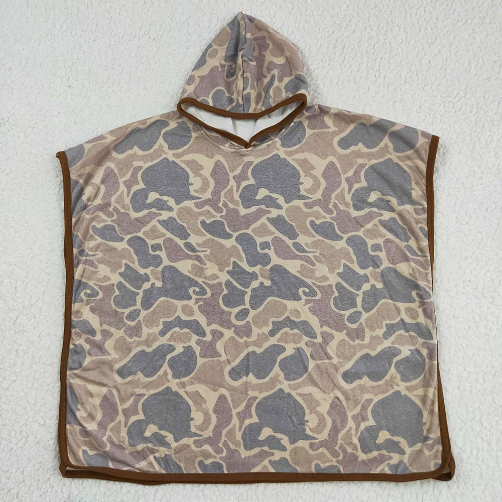 Aier Wholesale - Wholesale Swim Cover Up - Kids - Baby Kids Children Brown Camo Terry Swim Towel Cover Ups0
