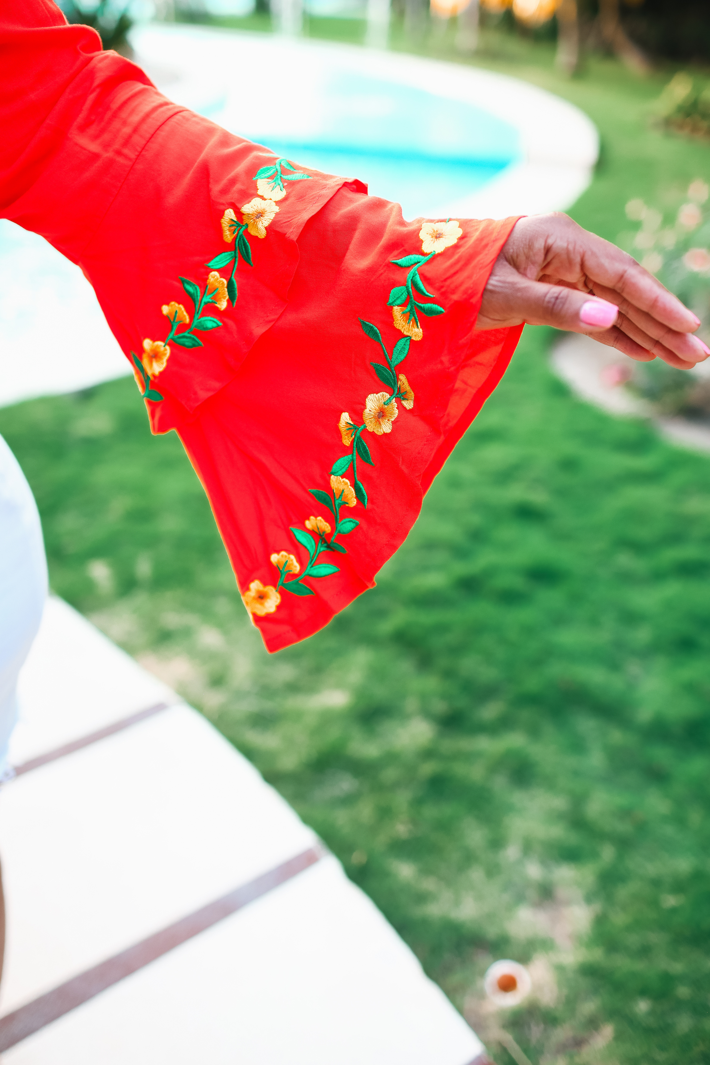 Orange Miranda Embroidered Top for wholesale on Faire17