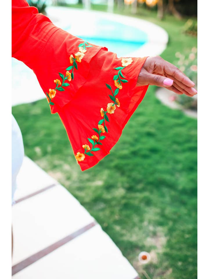 Orange Miranda Embroidered Top for wholesale on Faire17