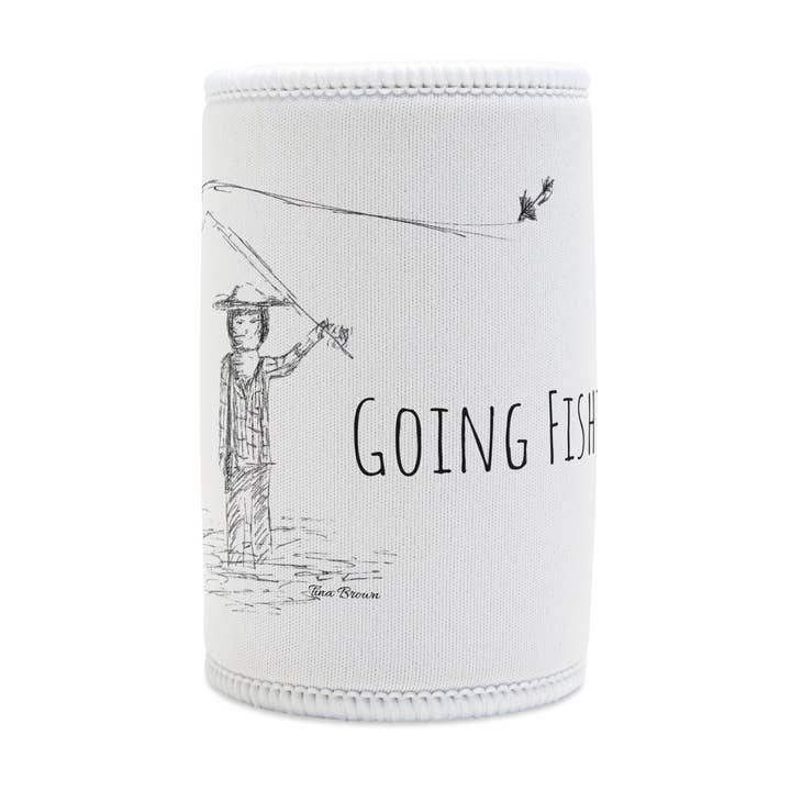 Tina Brown - Wholesale Cooler/cooler bag - Fishing Sketch Going Fishing Stubby Cooler - Fun Beverage Insulator0