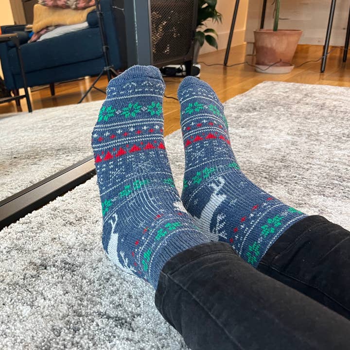 Thick Christmas Blue Fairisle Sock for wholesale on Faire4