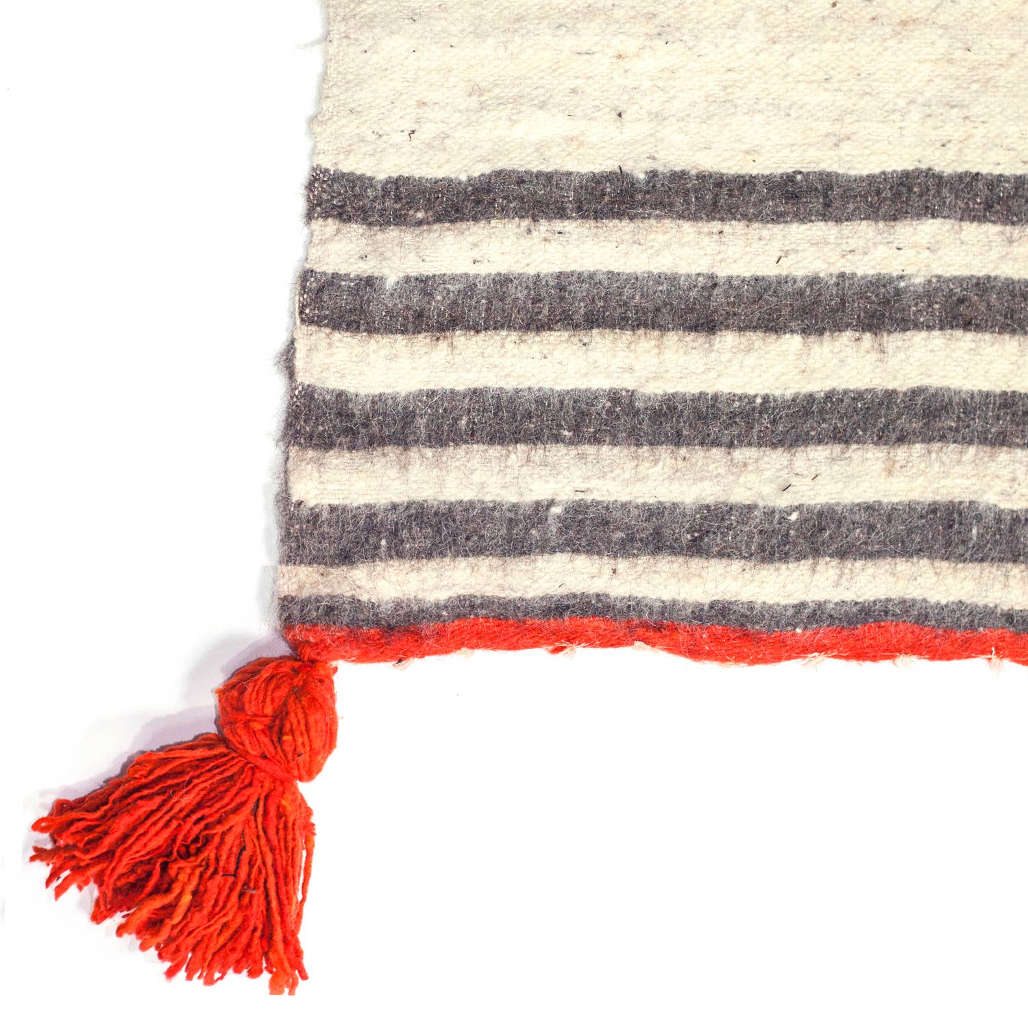 The Global Trunk - Wholesale Throw Blanket - Tassel Momo Blanket - Grey / Pumpkin2