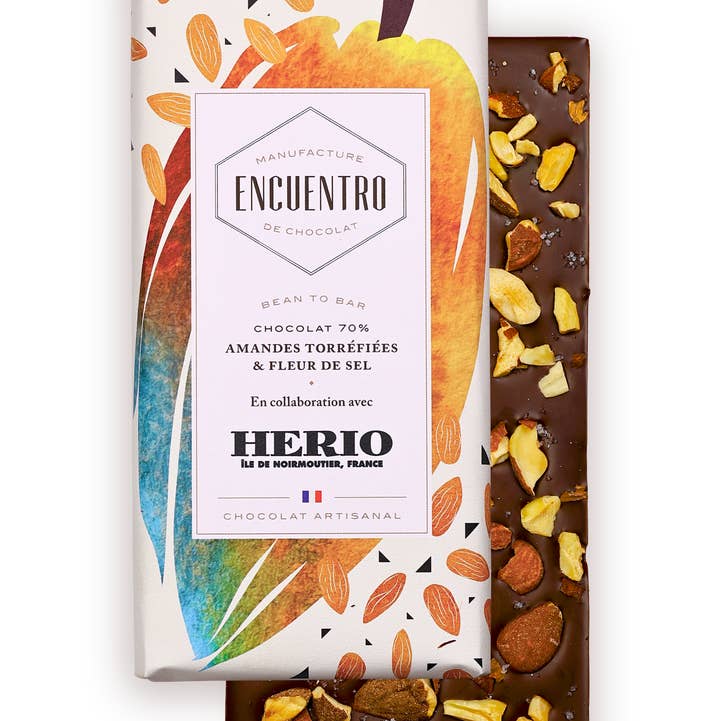 HERIO - Wholesale Chocolate - ORGANIC CHOCOLATE BAR WITH FLEUR DE SEL & ROASTED ALMONDS0