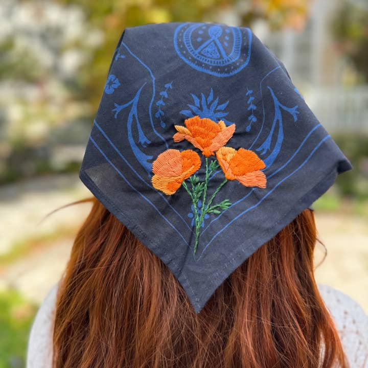 Wild as Heck - Wholesale Bandana - Women's - The Poppy Bandana ( wild rag, embroidered bandana, western)