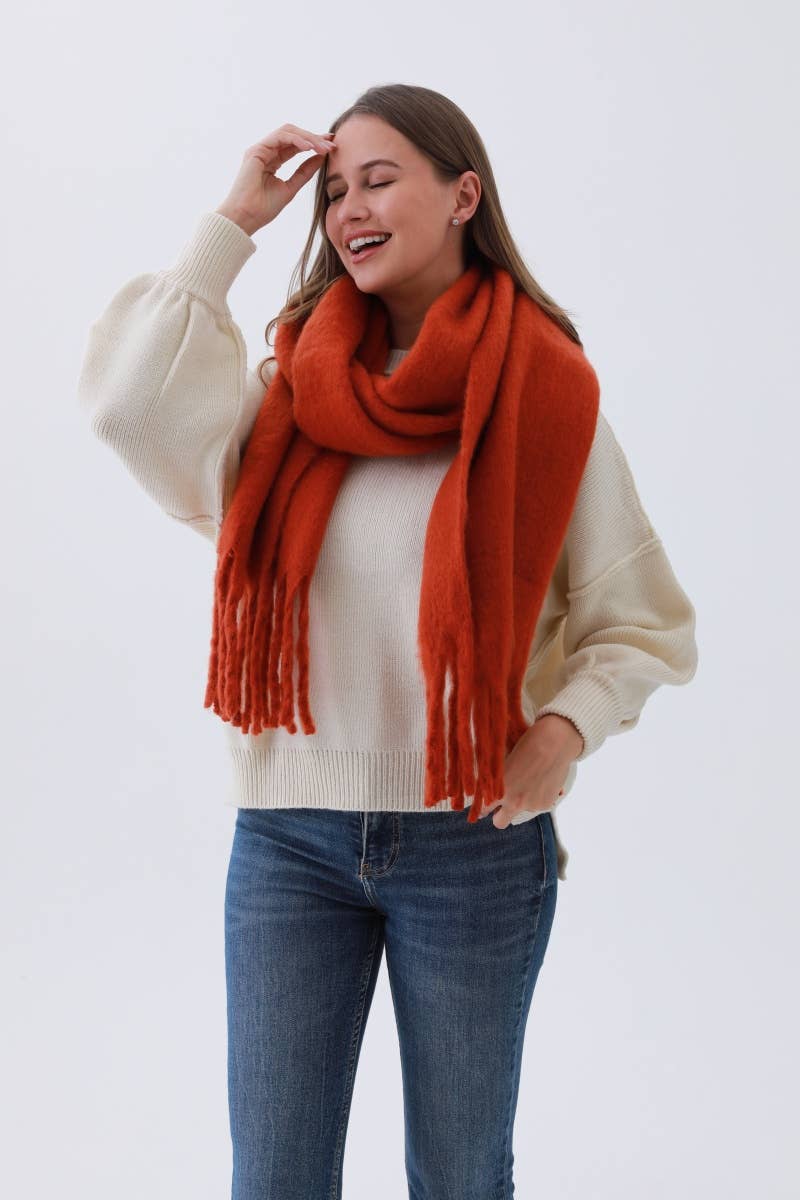 Leto Accessories - Wholesale Scarf - Women's - Cozy Knit Soild Scarf with Tassels - Bestseller!0