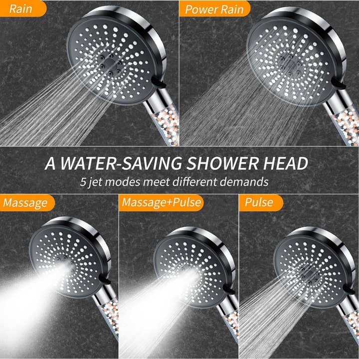 ACCITY - Wholesale Shower Head - 5 SPRAY MINERAL STONE FILTER SHOWER HEAD_CWASC17067