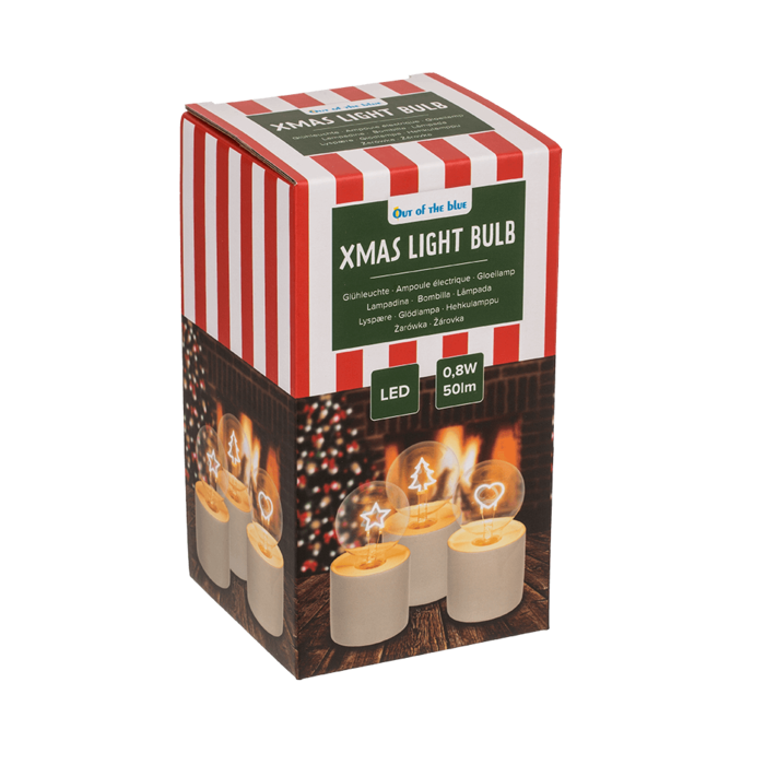 Out of the blue KG - Wholesale Christmas Decoration - Motif light bulb, Christmas, 8,5 x 16 cm,2