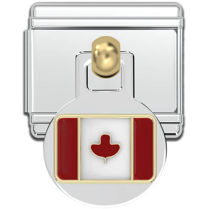 Italian Bracelet Charm 9mm modular for Men & Women - CANADA FLAG DANGLE for wholesale by Natalia