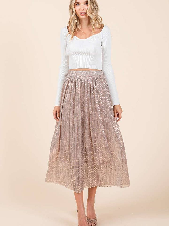mittoshop - Wholesale Skirt - Women's - METALLIC GLITTER SPECKLE PRINT ELASTIC MIDI SKIRT3