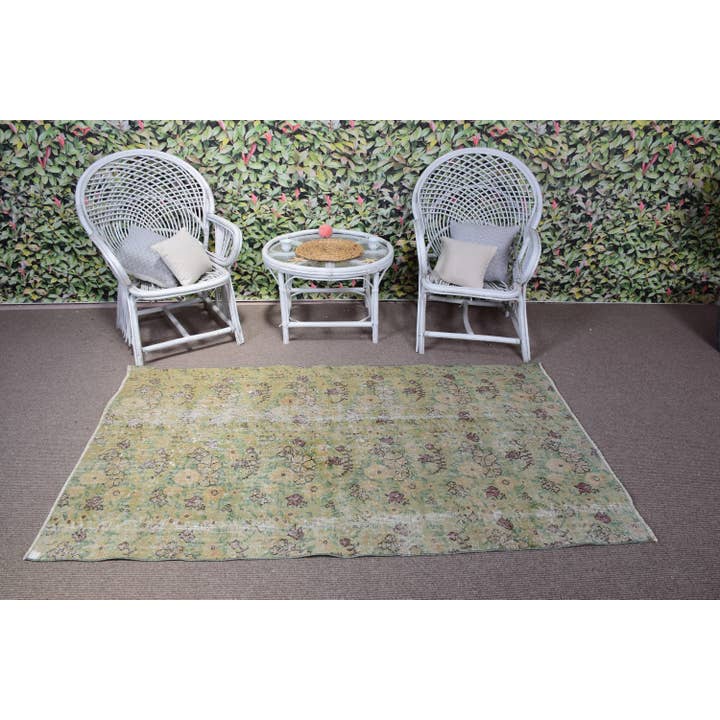 The Loom Wholesale - Wholesale Runner Rug - 3,9x6,6 ft Rug, Vintage Rug, Turkish Green Wool Camouflage Rug3