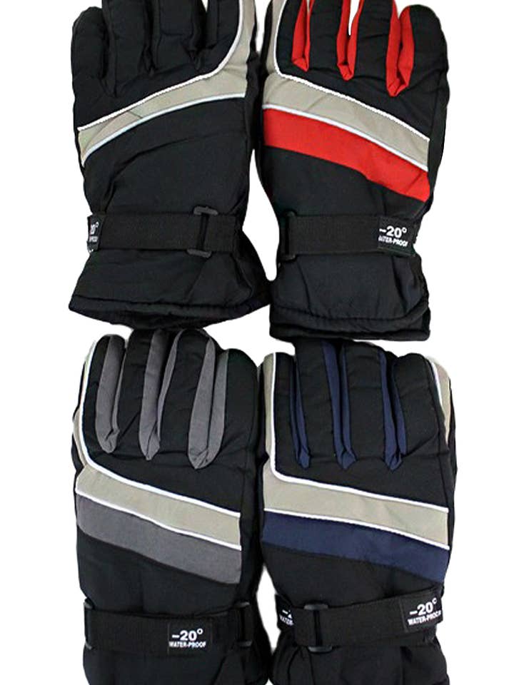 Guanti da sci da neve imbottiti impermeabili Racer Stripe per la vendita all'ingrosso da parte di Cap Zone