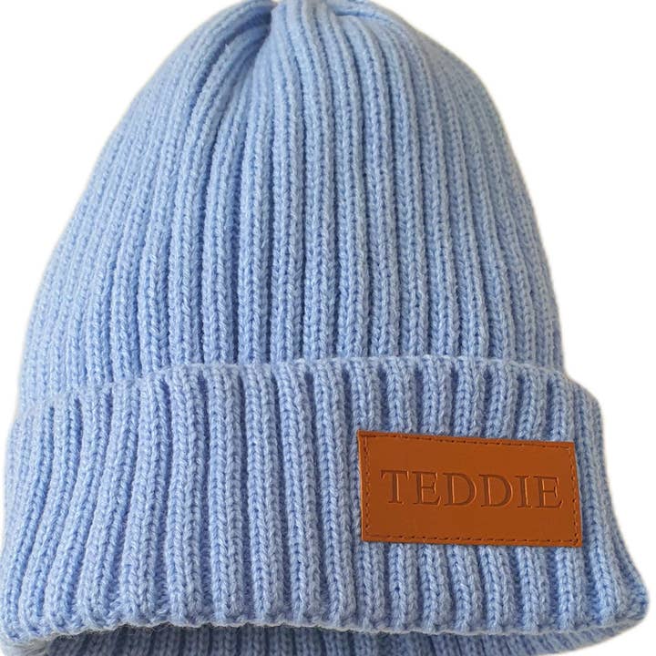 Blue Beanie Hat PU Logo Teddie London for wholesale by Teddie London