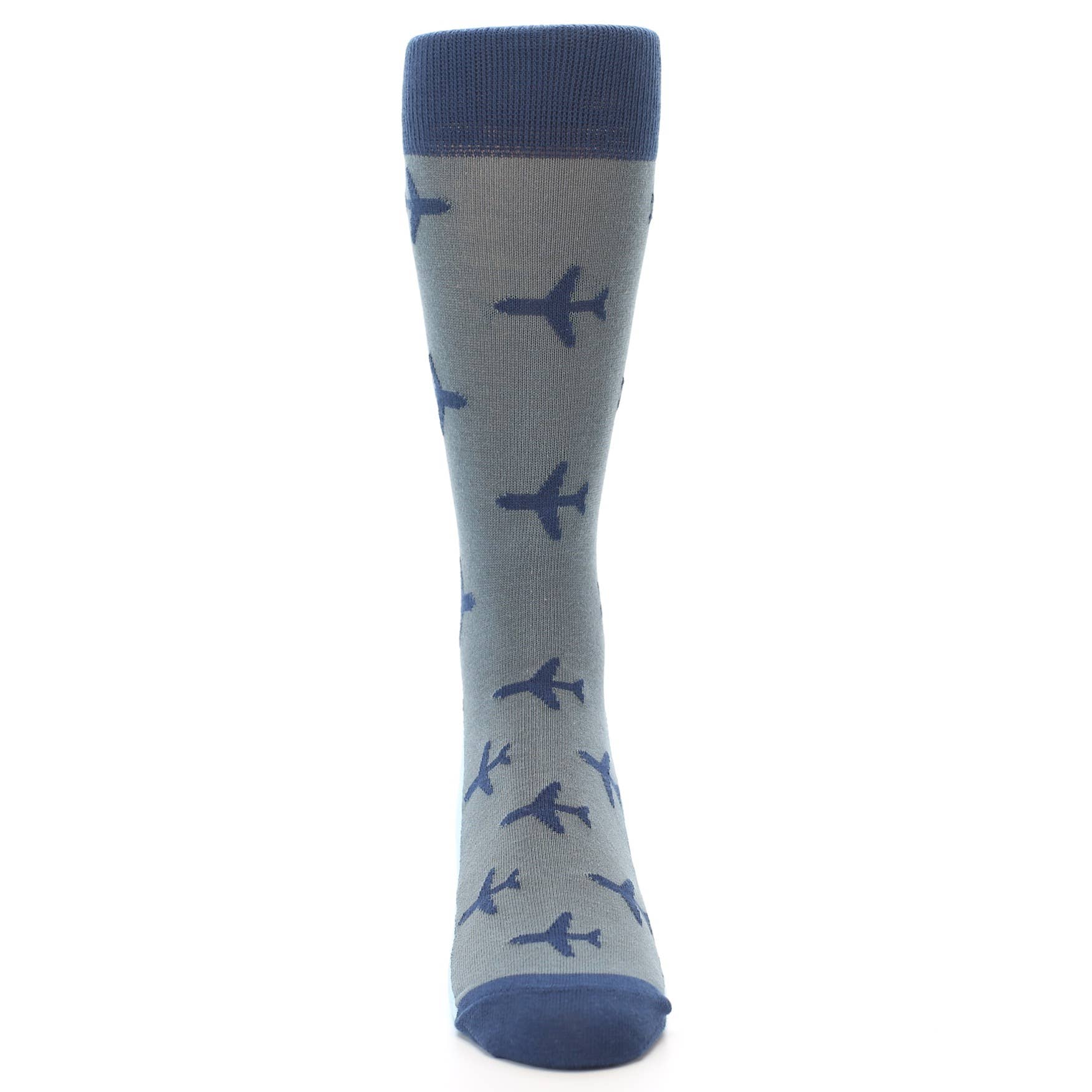 Statement Sockwear - Wholesale Socks - Men's - Gray Navy Airplane Aviation Pilot Men’s Dress Socks1