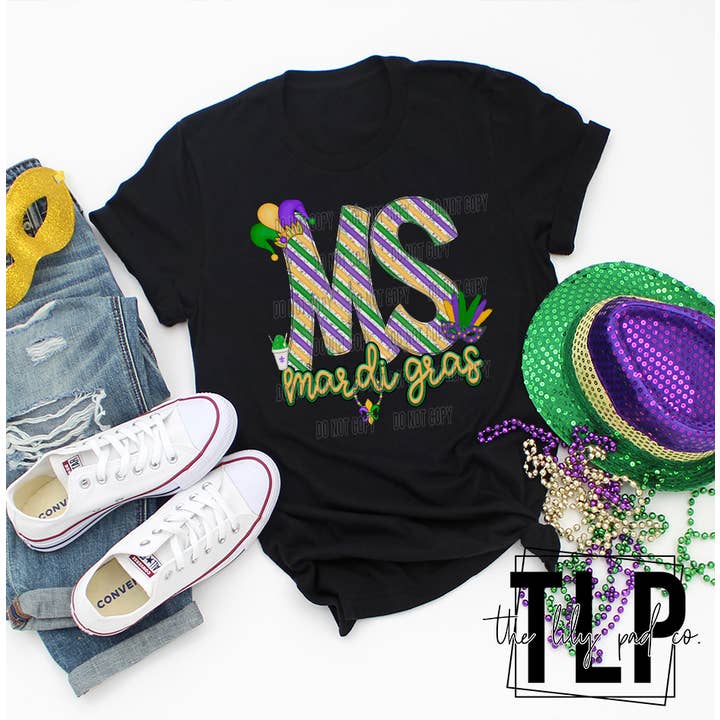 Set aus MS Mardi Gras T-Shirt und Can Coolie für den Großhandel von TLP The Lily Pad Co.