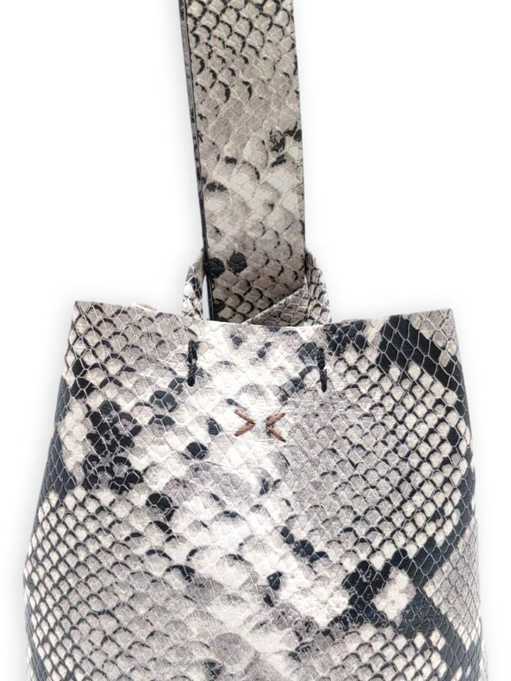 navigli bag | gray and black snake-embossed leather for wholesale by VOLTA ATELIER