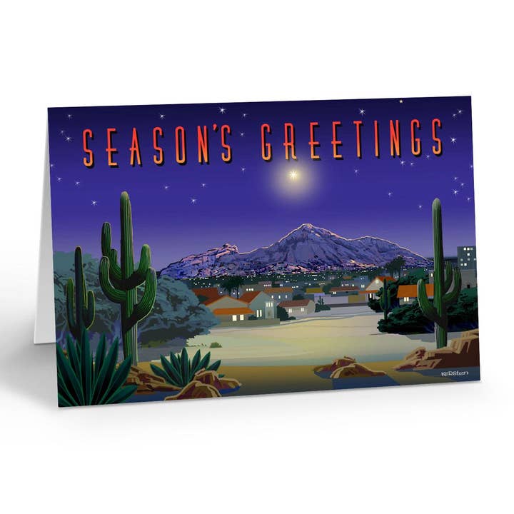 Camelback Mountain Desert Holiday Cards - 12 Pack for wholesale by Stonehouse Collection