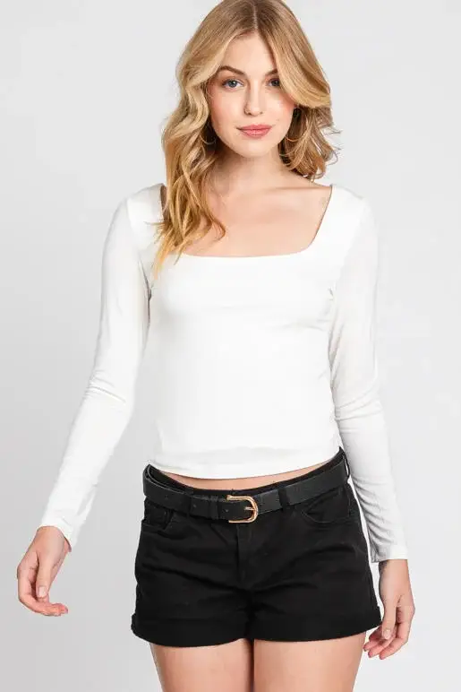 Final Touch - Wholesale Knit Top - Women's - Double Layered Square Neck Basic Top - T1710920