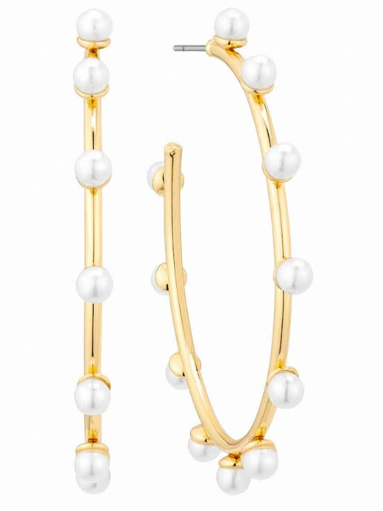 Boucle d'oreille créole ouverte avec anneau de perles pour la vente par My Girl in LA