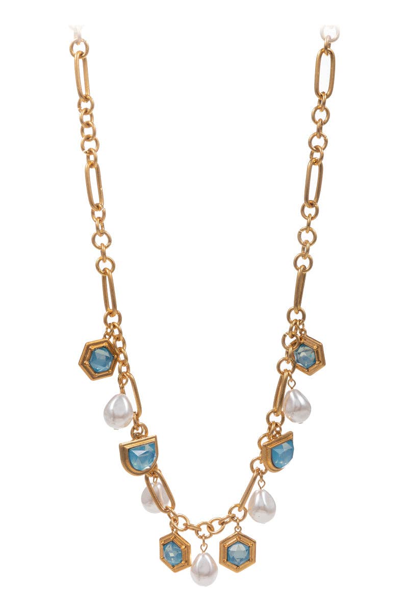 Designature New York - Vente Colliers à pendentif - Collier court à breloques en verre carré et perle.0