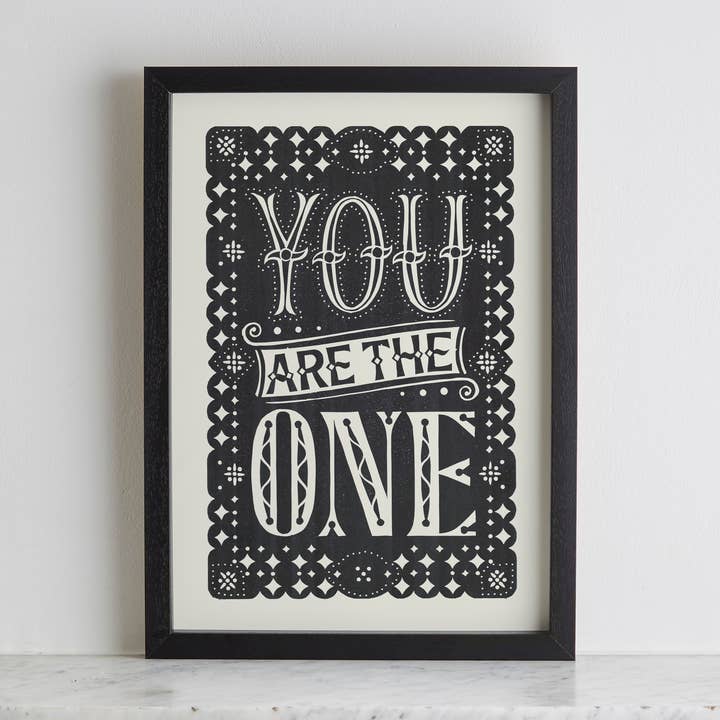 'You Are The One' Linocut for wholesale by Pressed and Folded