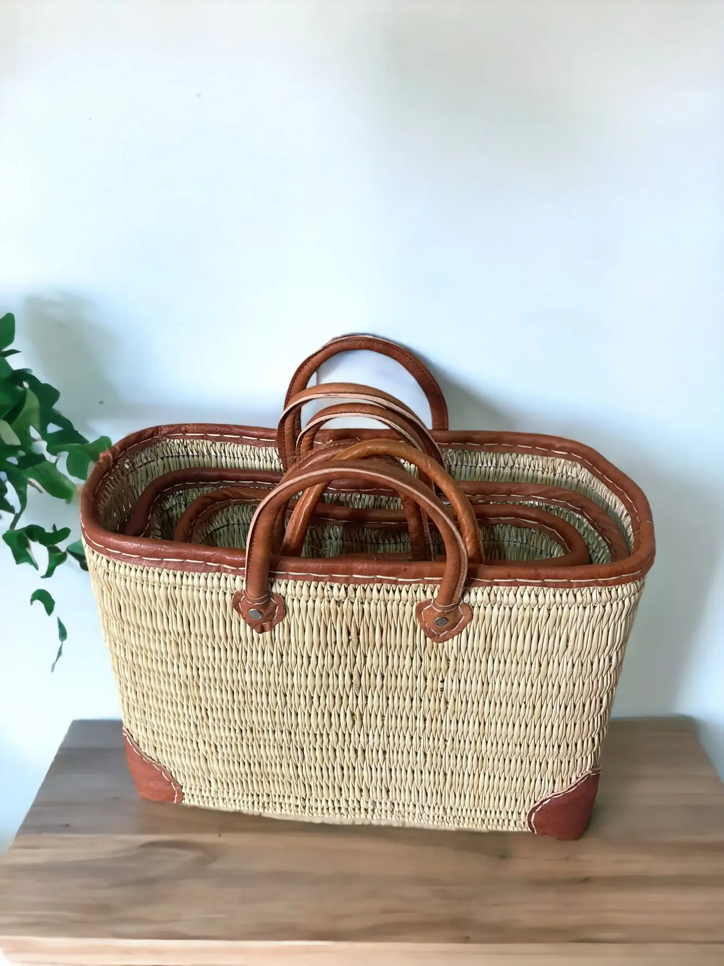 DarKech - Wholesale Basket - REED BASKET WITH LEATHER Handles 4