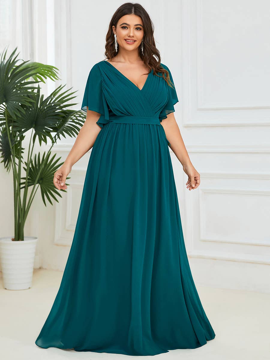 Ever-Pretty - Vente Robe – femme - Robes de soirée à volants à manches courtes exclusives B2B100
