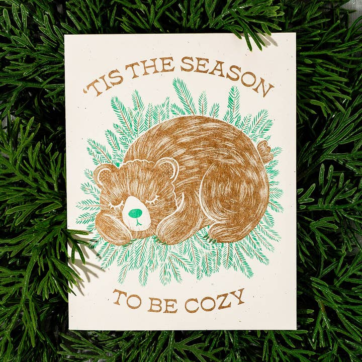 'Tis The Season - Risograph Holiday Card for wholesale by Bromstad Printing Co.