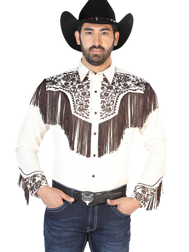 Borduurhemd El Señor de los Cielos beige/bruin 126710 voor wholesale door El General Western Wear