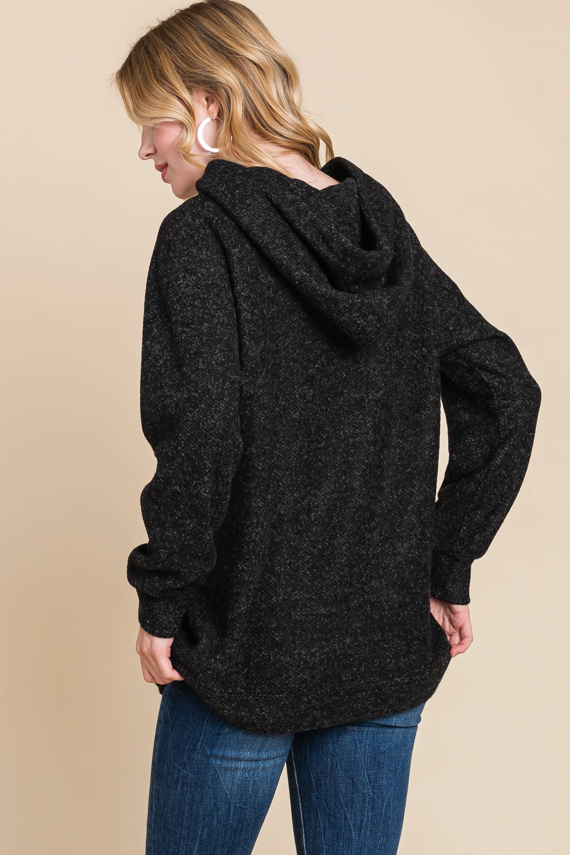 Emerald Collection – wholesale Hoodie – Women's – ETK-8164 Solid Macaroon Knit Hoodie5