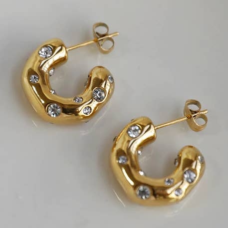 MeloMelo - Wholesale Hoop Earrings - Freya - Starburst Thick Nugget Creoles0