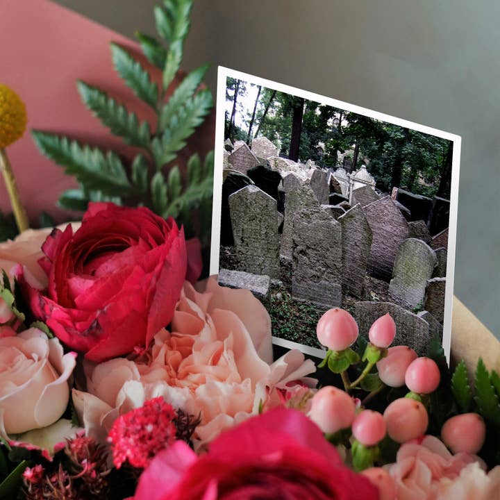 3dRose – wholesale Everyday greeting card – 3dRose, Gray headstones in cemetery in Prague - grey graveyard grave stones - creepy spooky gothic halloween, Greeting Card