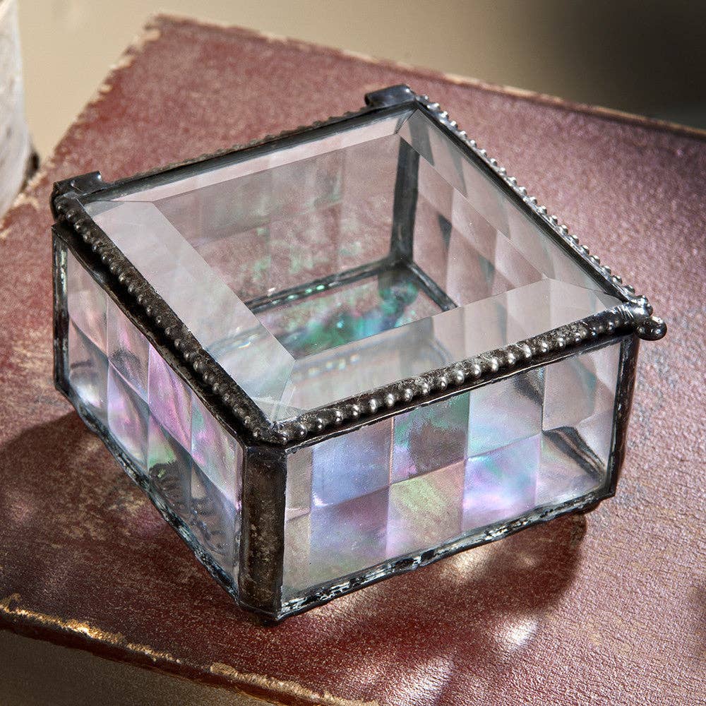 J Devlin Glass Art & Bert Anderson Collection - Wholesale Jewelry Box/Organizer - Box 333 Clear Cube Glass Box1