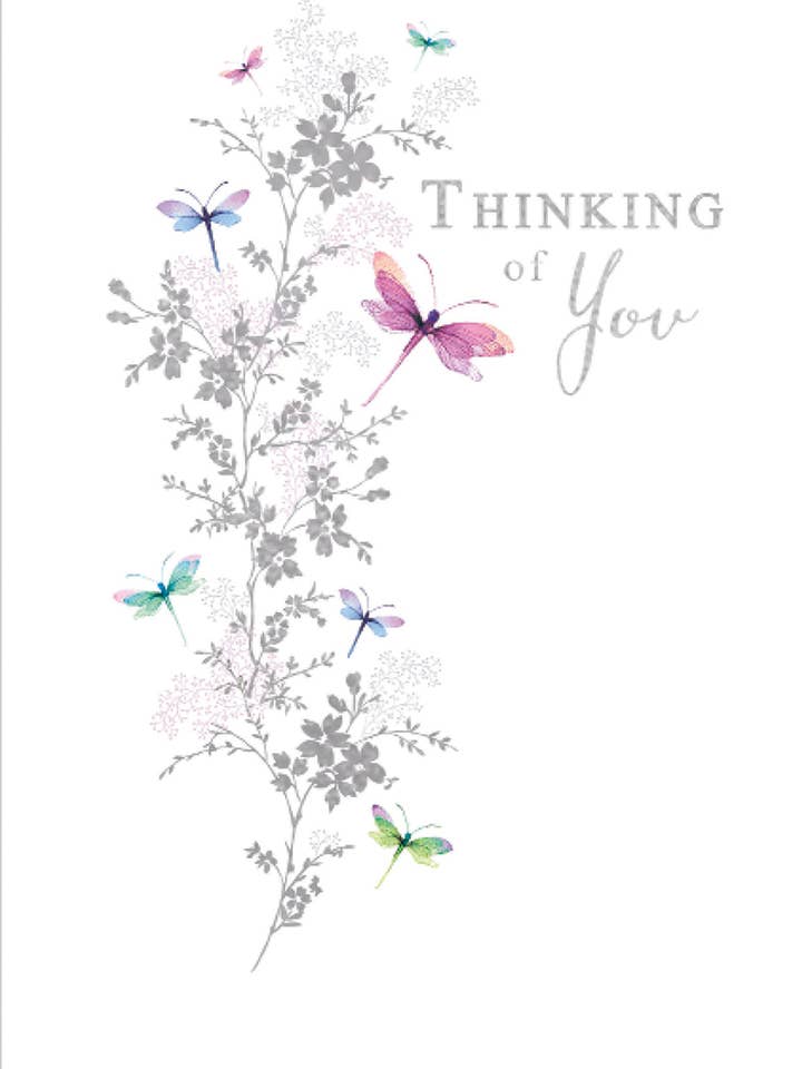THINKING OF YOU OCCASION CARD HS498 DUSKY DRAGONFLIES for wholesale by Nigel Quiney Publications Ltd
