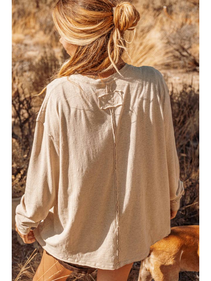 Canapa non sbiancata T-shirt a maniche lunghe in cotone biologico di canapa Blank Eco Unisex in vendita all'ingrosso su Faire7
