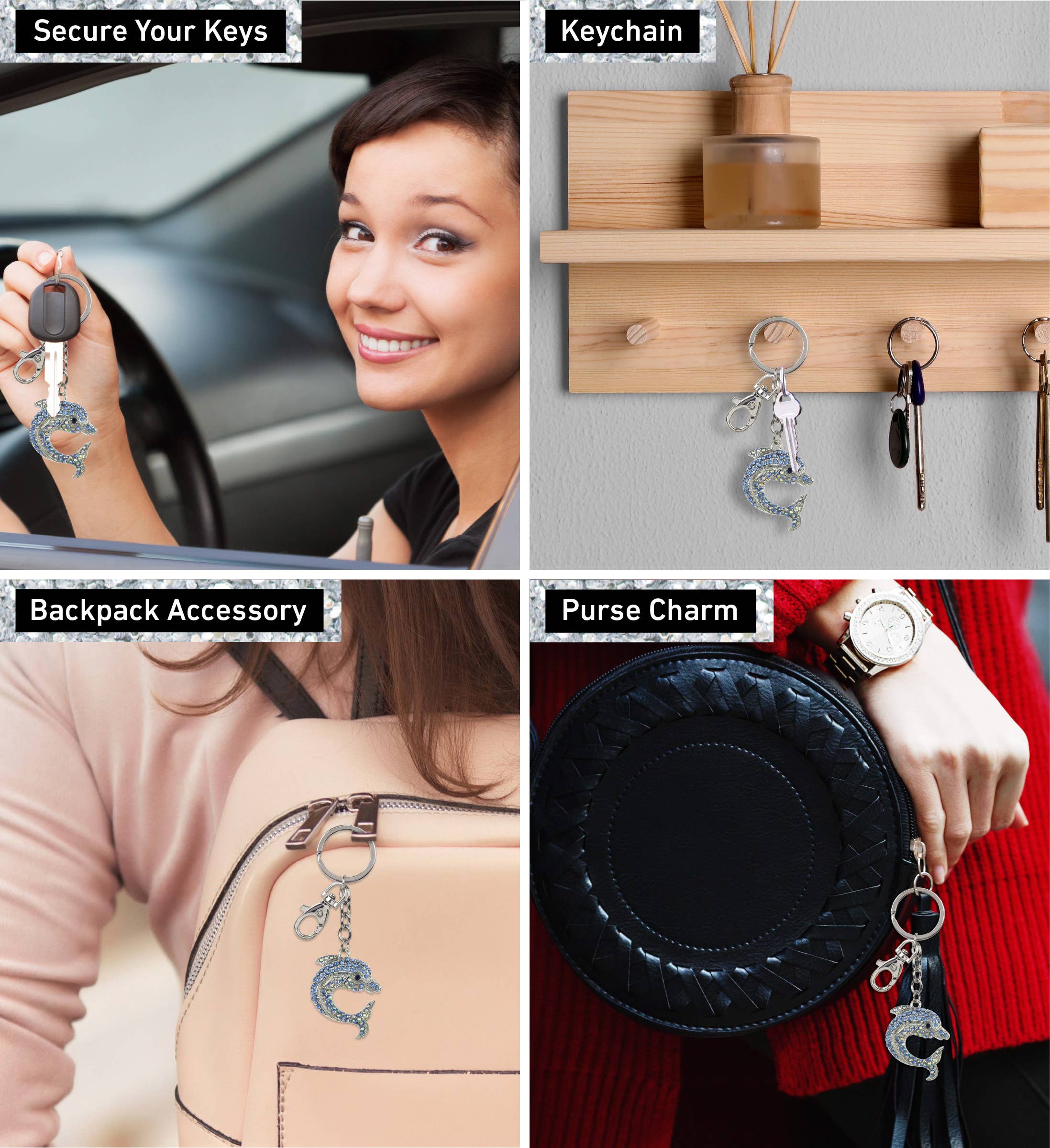 Cota Global - Wholesale Keychain - Unisex - Sparkling Charms - Dolphin2