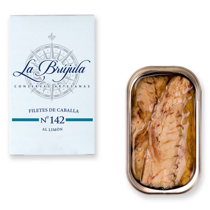 La Brujula Mackerel Fillets with Lemon - 4.1oz tin for wholesale by Matiz