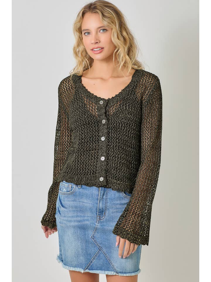Mystree - Wholesale Cardigan - Women's - 61100 Crochet Style Knit Cardigan 6
