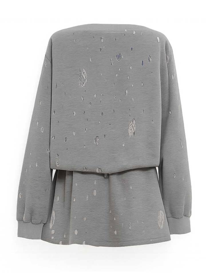 Grey Ladies Lace Details Pullover Sweatshirt Skirt 2PCS Set for wholesale on Faire2