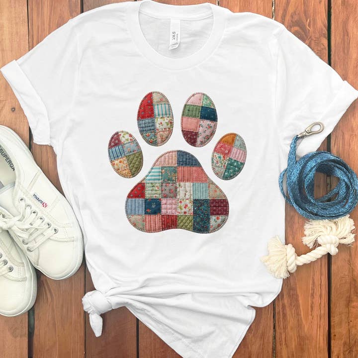 Puppy Jo - Wholesale Screen Printed T-Shirt - Women's - Faux Quilt Paw T-Shirt2