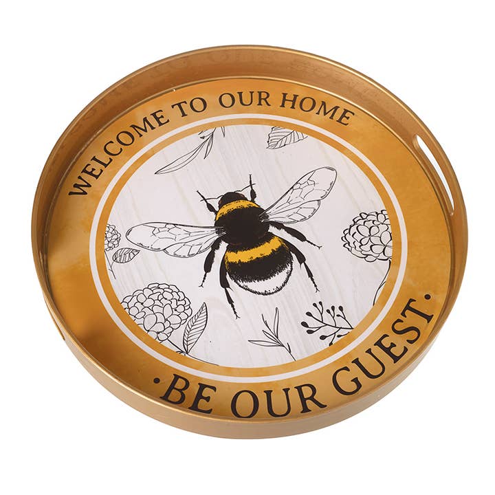 WELCOME TO OUR HOME ROUND TRAY for wholesale by Heaven Sends