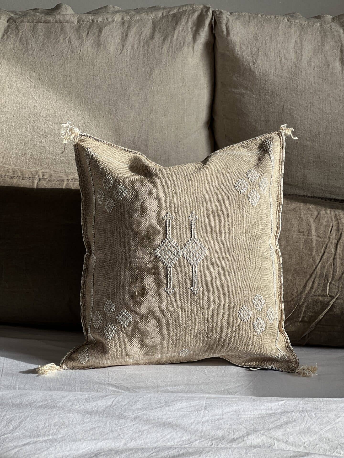 marrakeshop - Vendita all'ingrosso Fodera cuscino decorativo - Copricuscino in Seta di Cactus Grigio Premium Quadrato