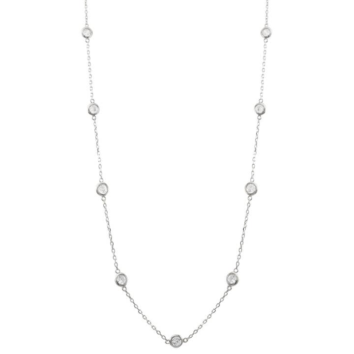 Rhodiumpläterad sterling silver CZ By Yard halsband för wholesale av Dlux Jewels