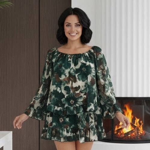 Kurt Muller – Blusa - Mulher por atacado – Blusa com Bainha Franjada e Estampa de Folhas de Palmeira10