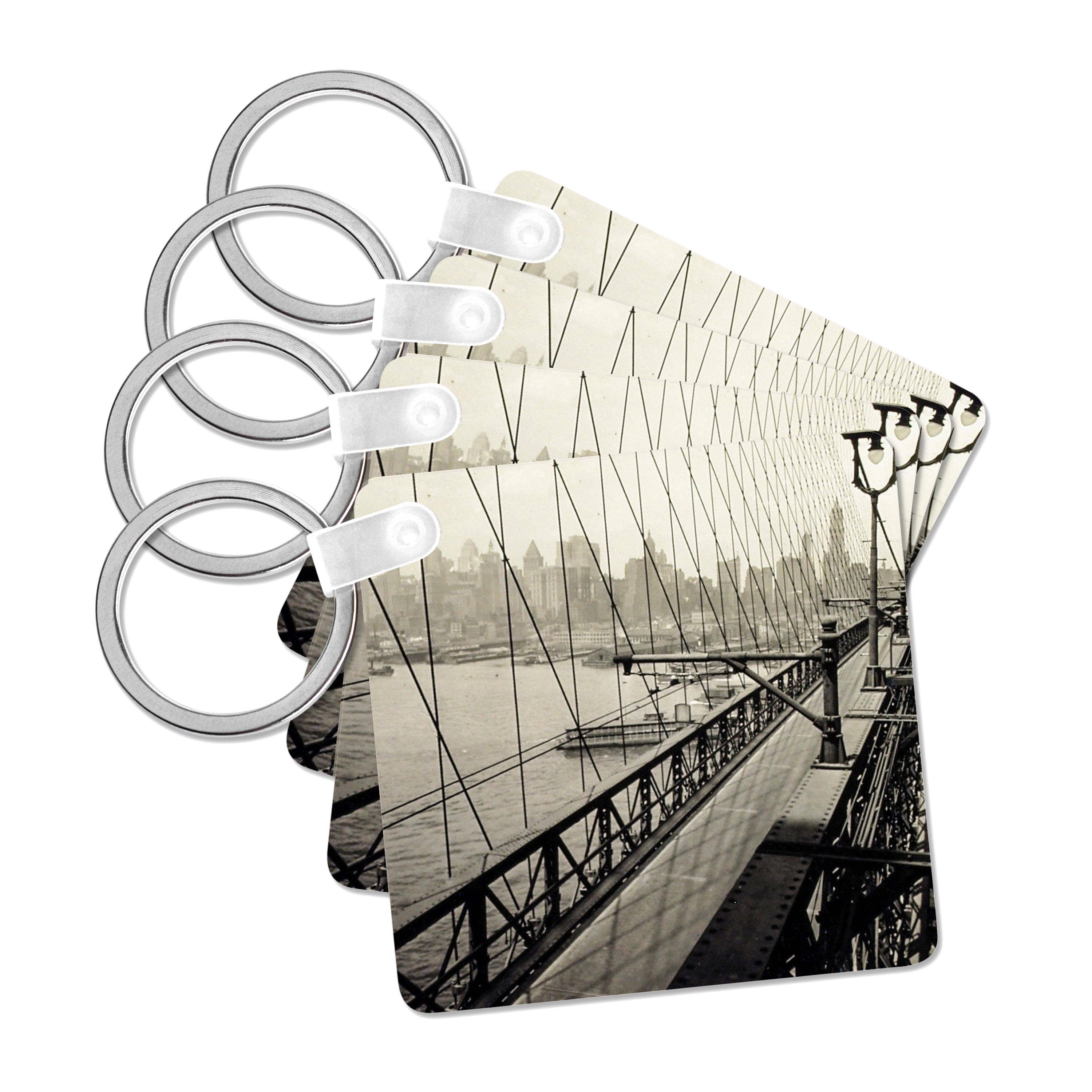 3dRose - Wholesale Keychain - Unisex - 3dRose, Manhattan from Brooklyn Bridge New York City Vintage Early 1900s, Key Chain0