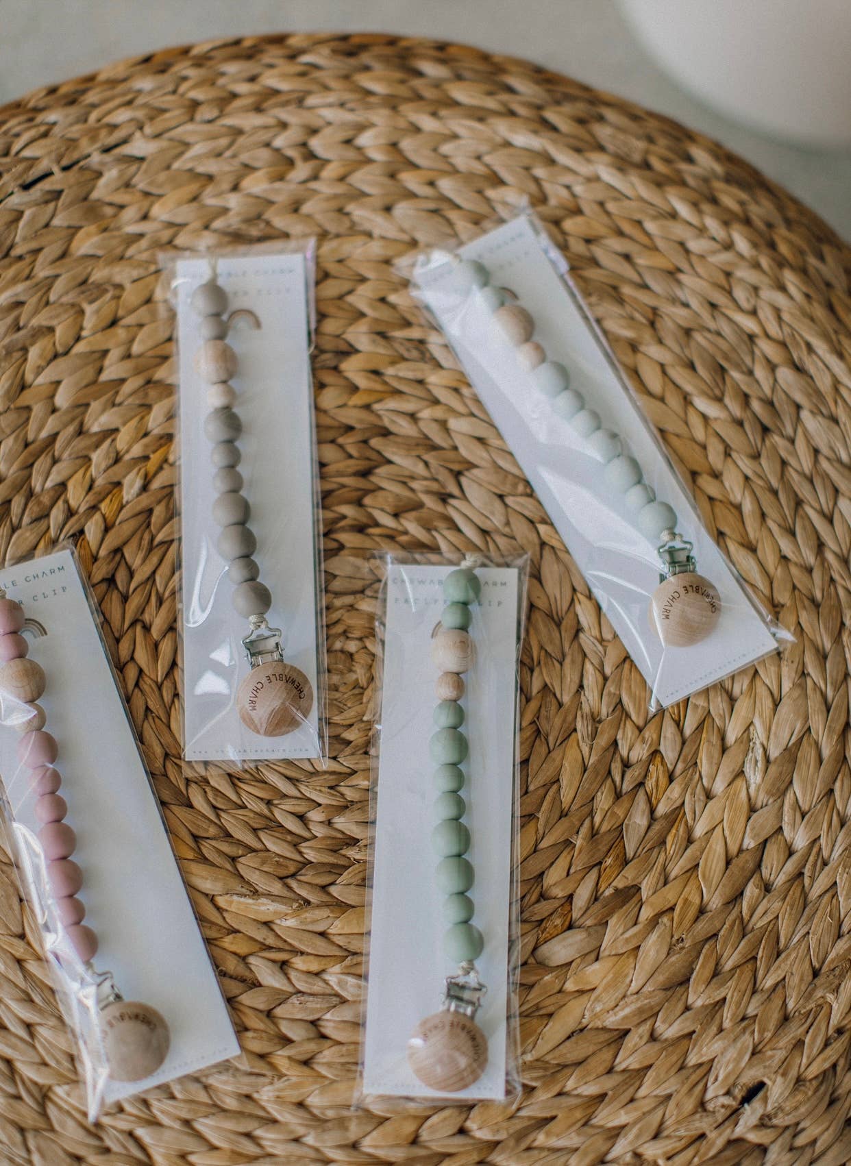 Chewable Charm - Wholesale Pacifier Clip - Baby - Classic Pacifier Clip - Wood + Grey3